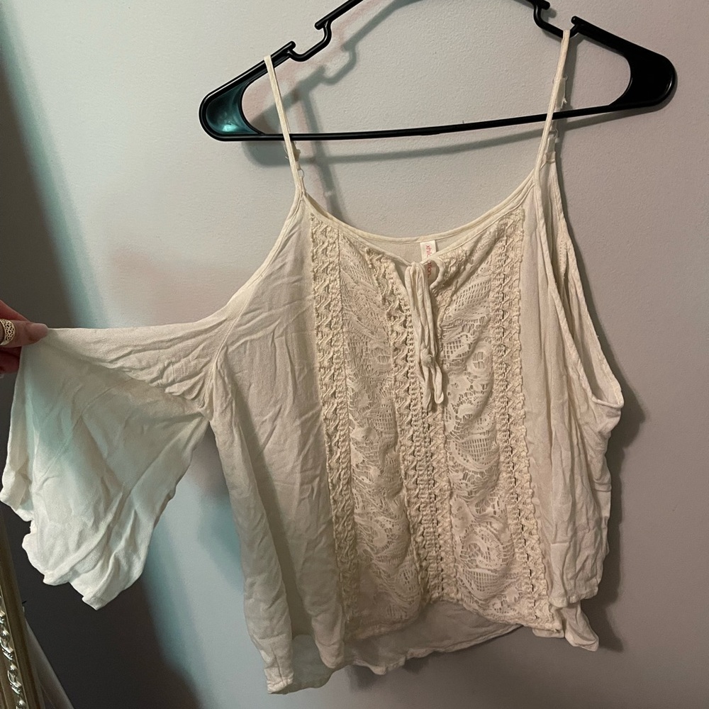 Flowy white semi half sleeve shirt